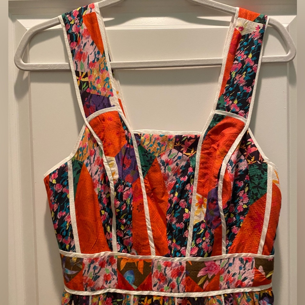 Anthropologie Floral Patchwork Maxi Dress in Red, Purple, Green - Picture 6 of 13